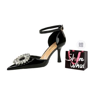 BIGTREE Стройные каблуки на шпильке 8 см женские черные с сумкой для покупок, цвет Black+Shopping Bag