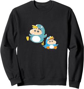 Толстовка с изображением пингвина Шин-чана и подсолнуха и карандашом Шин-чана Crayon Shinchan, черный