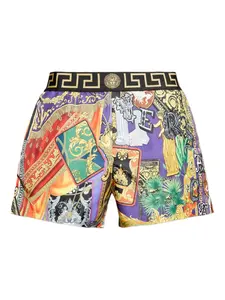 Плавательные шорты с поясом с принтом Greca Versace, золотистый