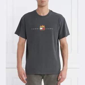 Футболка свободного кроя с линейным флагом огня Tommy Hilfiger, черный