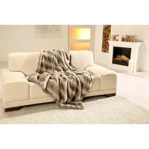 Покрывало Rentier Felloptik теплого качества, уютный плед Gözze, серо-бежевый