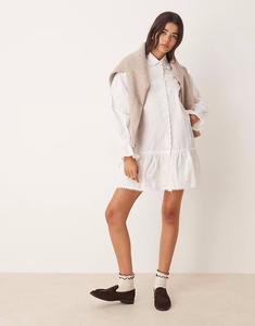 Платье-рубашка из поплина с вышивкой белого цвета Miss Selfridge