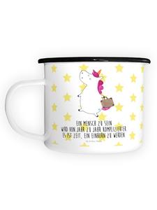 Большая эмалированная кружка-чемодан Единорог с надписью белого цвета Mr. & Mrs. Panda