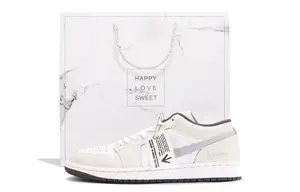 Jordan Кроссовки Air 1 Abrasion Resistant Coverage Low top Vintage Basketball Shoes Unisex бело-серые