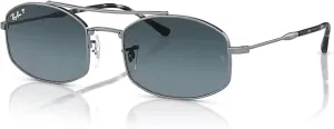 Солнцезащитные очки Ray-Ban унисекс Rb3719 овальной формы, Gunmetal / Dark Blue Gradient Polarized