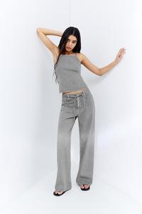 Мешковатые джинсы с завязками на шнурке Pull And Bear, серый