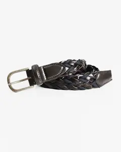 Мужской двухцветный плетеный кожаный ремень PuroEgo, темно-коричневый