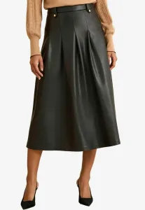 Обычная посадка, деталь в виде застежки, приталенная юбка-клеш, миди-юбка в складку Love & Roses, Black