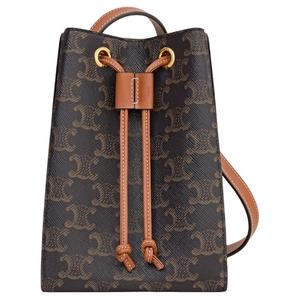 Сумка через плечо с панелями из канвы и отделкой из телячьей кожи, женская, коричневая CELINE