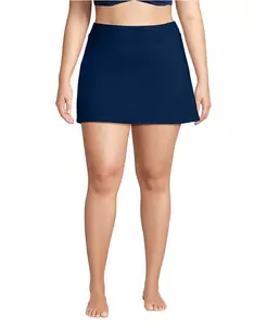 Женские купальные шорты-юбка с контролем живота Plus Size Lands' End, синий