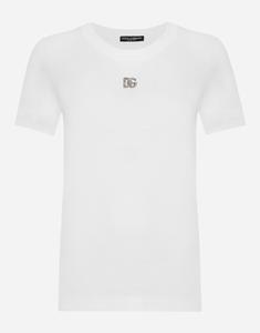 Хлопковая футболка с кристальным логотипом dg Dolce & Gabbana, белый