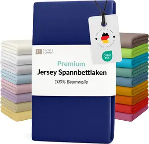 Простыня на резинке Mako Jersey 100x200 - 90x200 из 100% хлопка, синего цвета Carpe Sonno