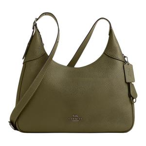 COACH Кожаная сумка кроссбоди через плечо большая женская оливкового цвета