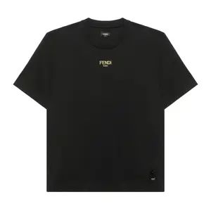 Футболка с логотипом и блестками FENDI, черный