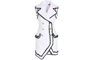 Белое платье без рукавов BALMAIN