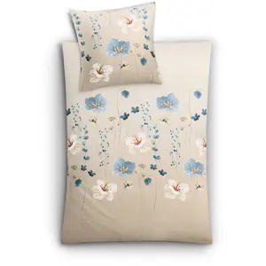 Постельное белье Kleine Wolke «Мальва» с цветочным принтом, цвет Sandbeige