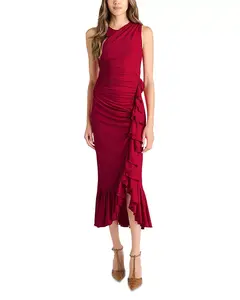 Платье-Миди с оборками от Fatima Cinq À Sept, красный