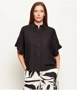 Льняная рубашка C_Bisenas loose fit Boss Orange, черный