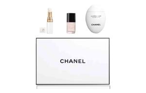 Набор для ремонта и ухода с увлажняющим эффектом 3г+13мл+50мл CHANEL, three-piece set: lip balm #912 3g+nail polish #111 13ml+jade hand cream rich edition 50ml