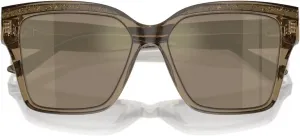 Солнцезащитные очки JIMMY CHOO JC 5003 50405A прозрачно-коричневые с блестками, пластиковые, с золотистыми зеркальными линзами, Transparent Brown Glitter