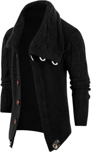 Мужской вязаный кардиган Casual с патчворком и карманами SWJGLITTR