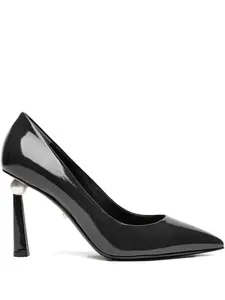 Туфли-лодочки из лакированной кожи с жемчугом 95 мм Alevì, черный