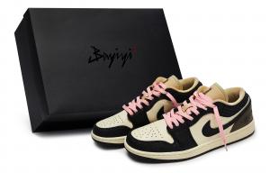 Jordan Баскетбольные кроссовки Air 1 Low Top Vintage, мужские, черные, розовые, коричневые