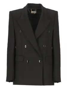 Двубортный пиджак с заостренными лацканами Elisabetta Franchi, черный