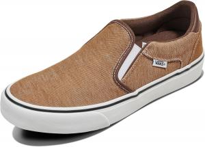 Мужские слипоны Vans Asher Deluxe, Удобные кроссовки для моды, прогулок и повседневной носки, Washed Chipmunk