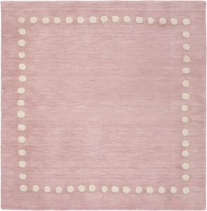 Ковер SAFAVIEH, 214 x 214 см, Kids Collection, Pink, ручной работы из шерсти, с дизайном границы в горошек, идеально для гостиной, спальни, столовой, детской комнаты, детской (SFK802U-7SQ)