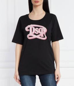Футболка женская Dsquared2 свободного кроя с принтом, черный