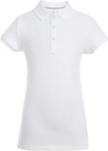 Рубашка-поло Tommy Hilfiger с коротким рукавом для девочек, облегающая, из эластичного пике, детская школьная форма, White