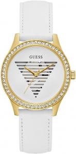 Guess, женские часы, 38 мм, белый ремешок, белый циферблат, корпус золотистого тона