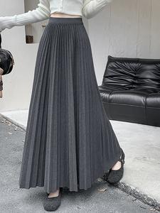 Длинная юбка с высокой талией и складками для женщин Doux Belle, цвет Gray