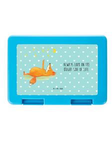 Mr. & Mrs. Panda В ланч-боксе изображена лиса со звездами и надписью, выполненной бирюзовыми пастельными тонами