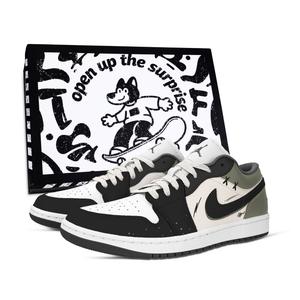 Jordan Air 1 рукописный блокнот устойчивая к истиранию коробка для обуви низкие винтажные баскетбольные кроссовки unisex black