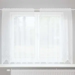 Шторы для мебели с цветочным рисунком, белые, полиэстер, 150 x 140 см - Шторы и шторы 4107868 vidaXL