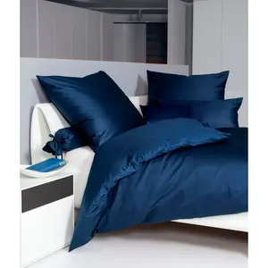 Постельное белье Janine «Colors 31001», (2 шт.), сатиновое качество Mako, изготовлено из 100% хлопка, постельное белье и наволочки на молнии, не требуют особого ухода, тонкая нить, сертифицирован MADE IN GREEN, цвет marine