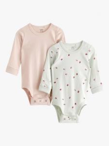 Детское однотонное боди с длинными рукавами и божьей коровкой Lindex, светло-синий