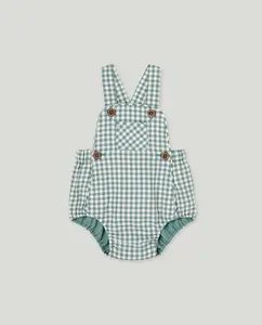 Комбинезон с бретельками в клетку для мальчика Coconut El Corte Inglés, зеленый