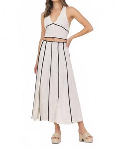 Льняная миди-юбка в песочном оттенке Vintage Havana, Earthy Sand