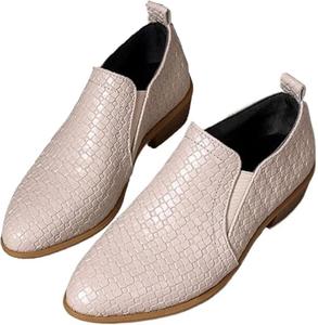 Ортопедические комфортные лоферы, кожаные ботильоны на низком каблуке, с застежкой сзади, ретро-ботинки с заостренным носком для вечеринок, повседневной носки и торжественных случаев Generic, White