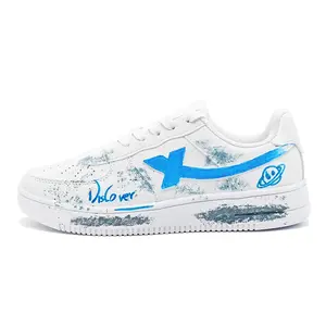 XTEP Кроссовки Air Force One с низким верхом, устойчивые к истиранию и скольжению, женские, цвет белый, синий