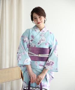 Набор из 4 предметов хлопковая юката aimoha/Цветочный (Юката, Хеко Оби, Гета и аксессуары для волос)