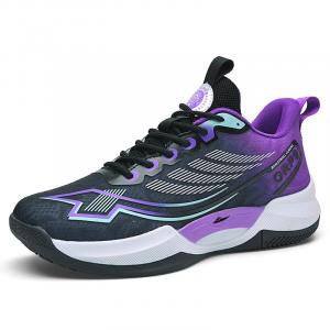 Баскетбольные кроссовки для детей и подростков с дышащей подошвой и противоскользящей амортизацией Kuding, черный/фиолетовый