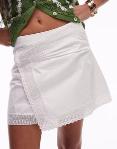 Мини-юбка Topshop с кружевной отделкой цвета слоновой кости