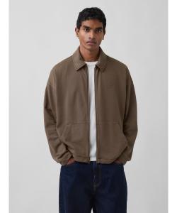 (U) Винтажная мягкая куртка из французского махрового трикотажа с логотипом, свободного кроя.