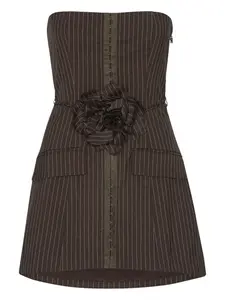 Декорированное платье мини в тонкую полоску ROTATE BIRGER CHRISTENSEN, коричневый