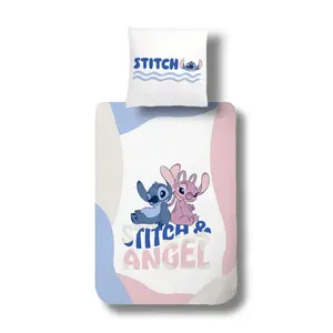 Постельное белье Lilo & Stitch "Wave" 80x80 + 135x200 см, Disney, двусторонний дизайн, приятное на ощупь и теплое из фланели. MTOnlinehandel