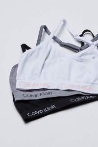 Бесшовный укороченный бюстгальтер-борцовка Calvin Klein для девочек, мультиупаковка, спортивный бюстгальтер, 3 Pack - Heather Grey, White, Black